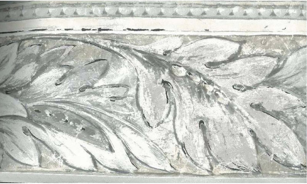 Cream Grey Stone Leaf Molding SF78322B Wallpaper Border