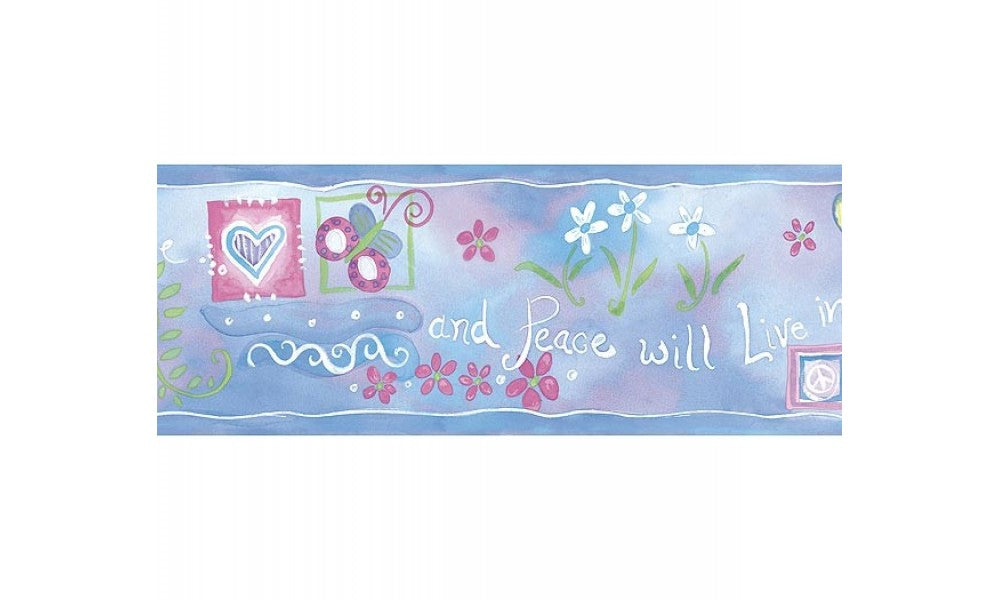 Blue Live in Peace FF3091 Wallpaper Border