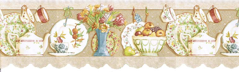 Flowers Plates B7002DC Wallpaper Border