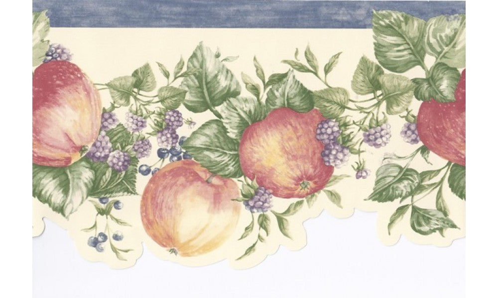 Blue White Blackberries Apples MF8162 Wallpaper Border