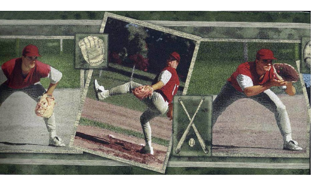 SPORT BASEBALL PLAYERS LL77438BW Wallpaper Border