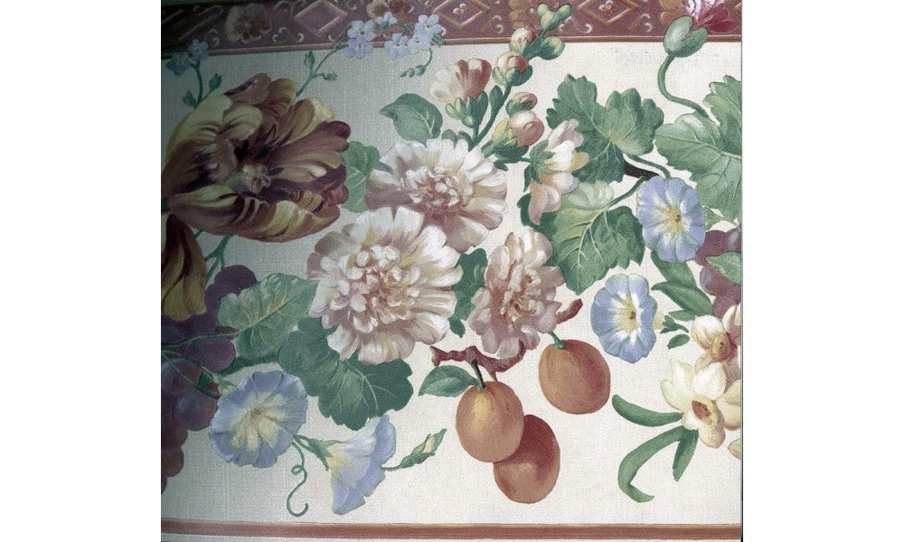 Taupe Framed Flower EDG5114 Wallpaper Border