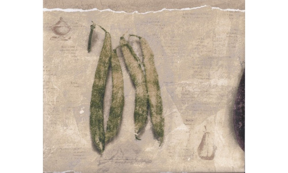 Beige Green Beans Asparagus KF76673 Wallpaper Border