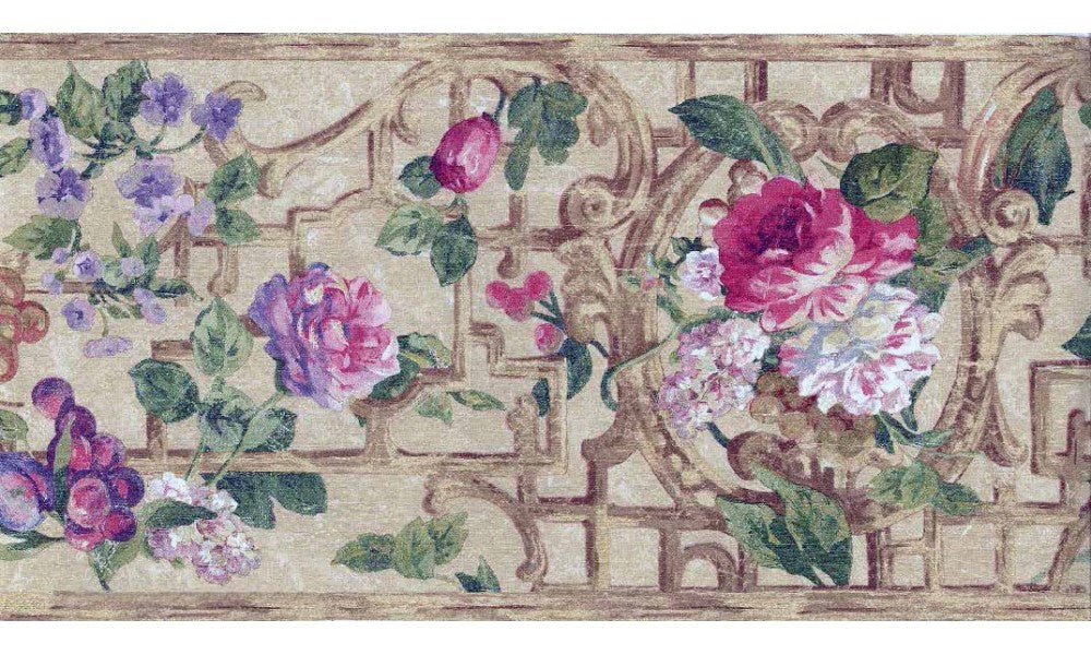 Pink Purple Flower Floral 686511 Wallpaper Border