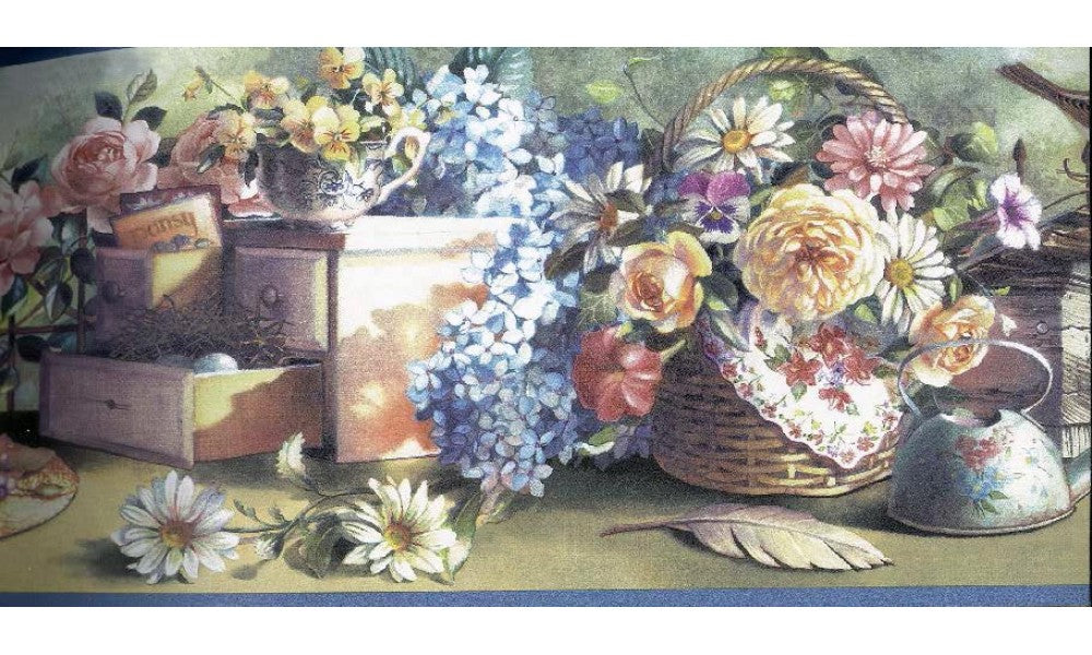 Blue VCB1109B Hat and Gloves Garden VCB1109 Wallpaper Border