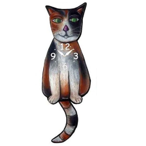 Calico Cat Wagging Pendulum Clock