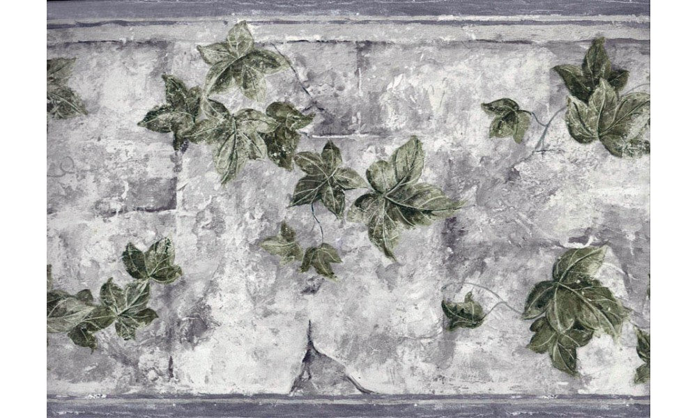 White Tiles Gardened Leaves TK6346 Wallpaper Border