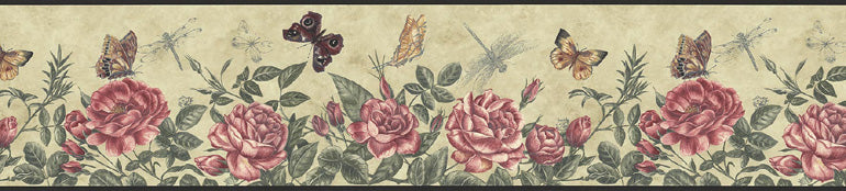 Rose Dragon-Fly KS74356 Wallpaper Border