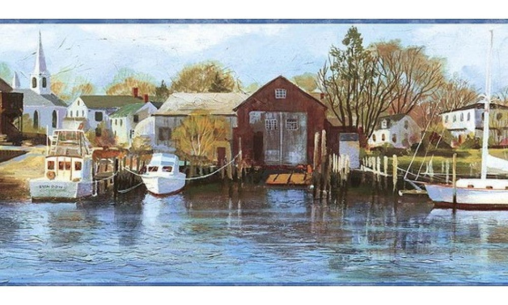 Northern Harbor Scenic Sea CW32121 Wallpaper Border