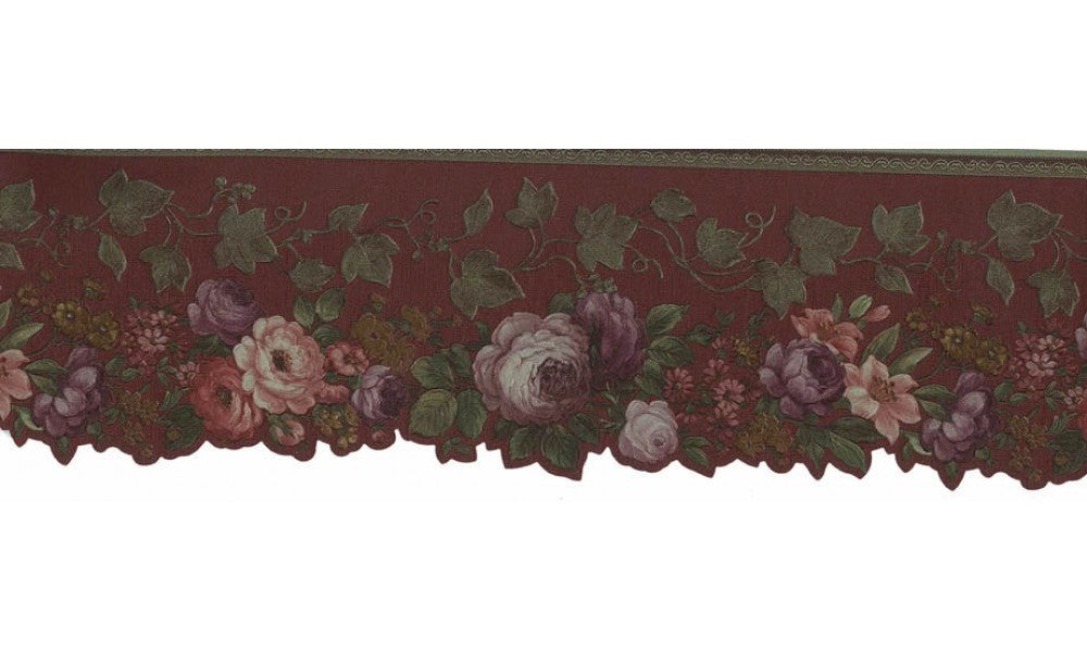 Red Background Small Roses 62736 Wallpaper Border