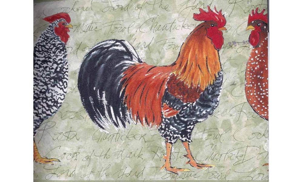 Light Moss Rooster OR159 Wallpaper Border