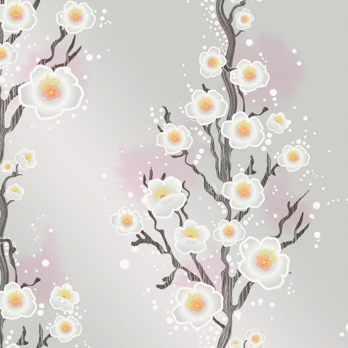 Cherry Blossom Silver CR443 Self-Adhesive Wallpaper