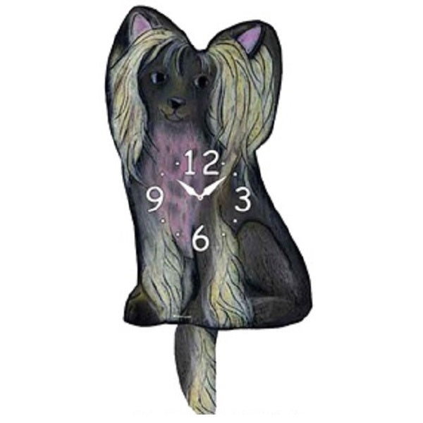 Chinese Crested Dog Wagging Pendulum Clock