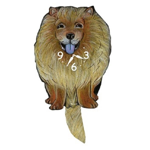 Chow Chow Dog Wagging Pendulum Clock