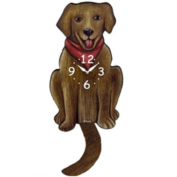 Chocolate Labrador Dog Wagging Pendulum Clock