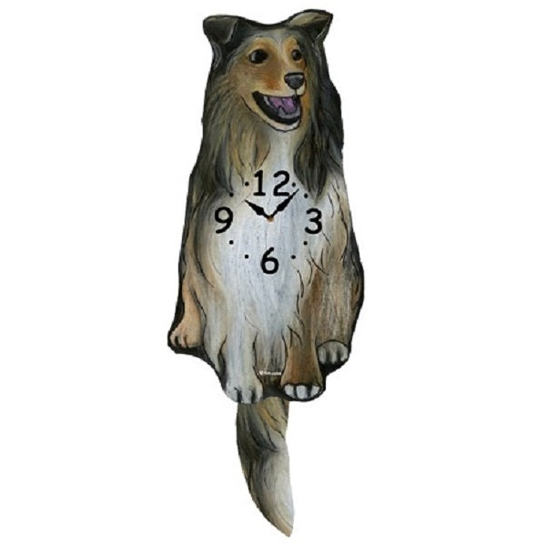 Collie Dog Wagging Pendulum Clock