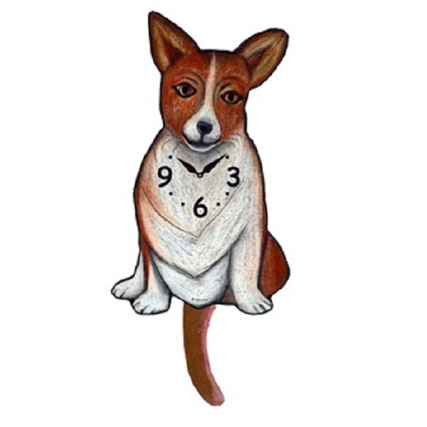 Welsh Corgi Dog Wagging Pendulum Clock