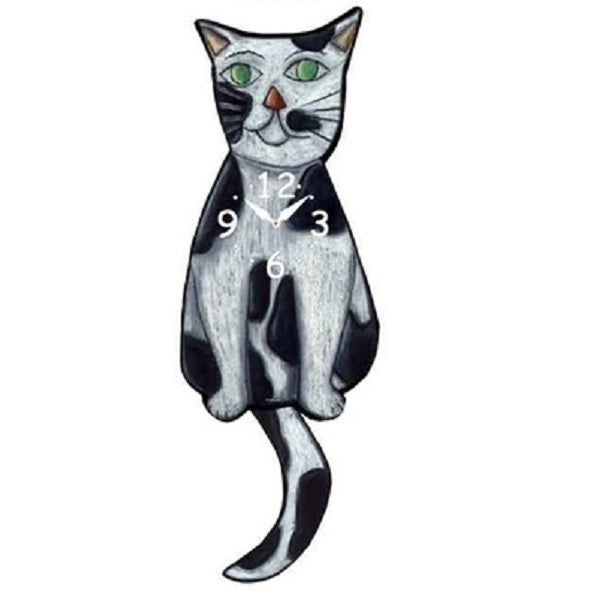 Cow Cat Wagging Pendulum Clock