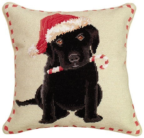 Christmas Black Lab Decorative Pillow