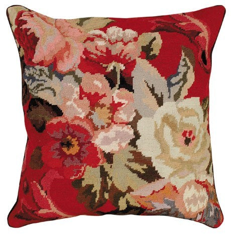 Diagonal Flowers 20X20 Needlepoint Pillow