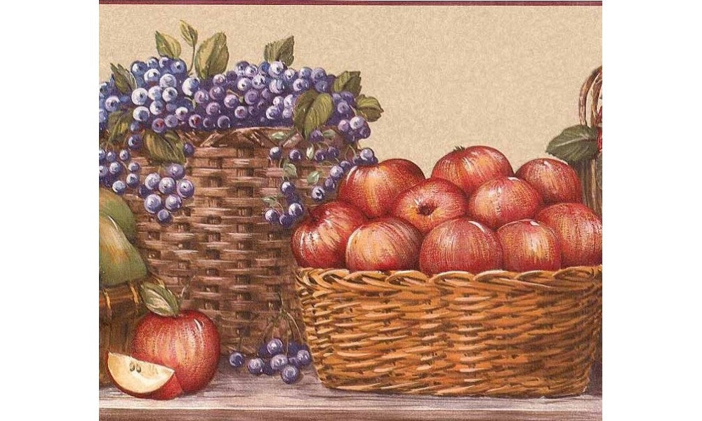 Red RC005163B Baskets RC5163 Wallpaper Border