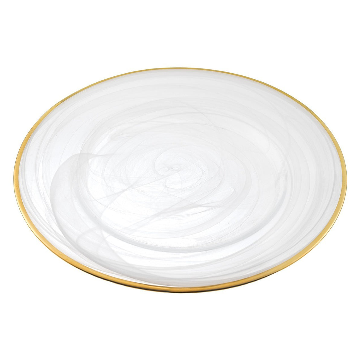 White Alabaster with Gold rim Glass Charger Plate