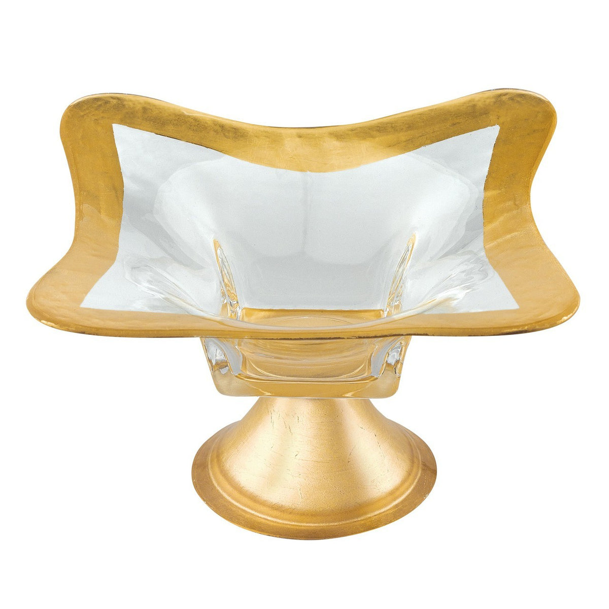 Footed Gold Leaf Square Bowl 8 in