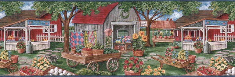 Farm Market Laundry Line AFR7132 Wallpaper Border