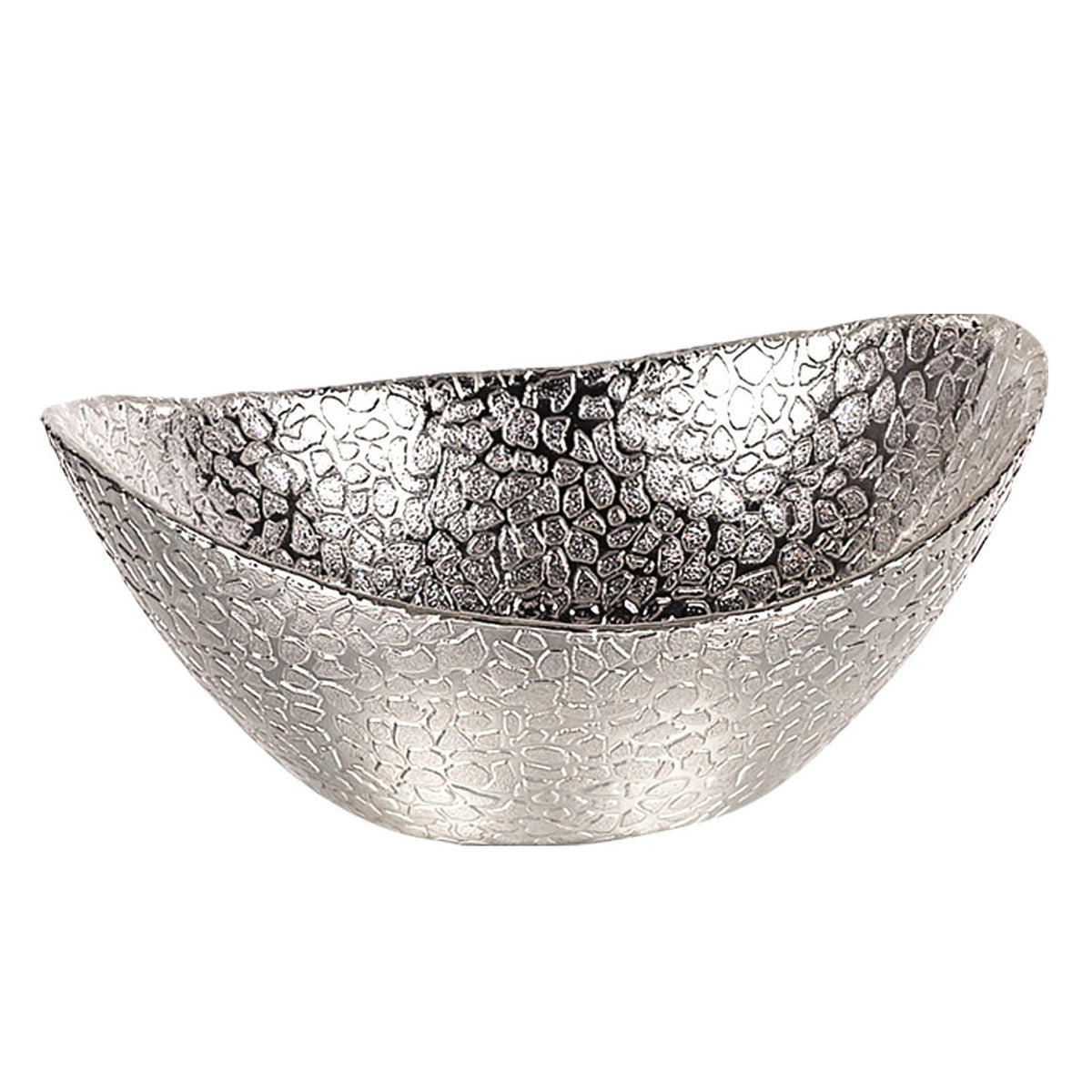 Snakeskin Silver Oval Glass Bowl D3526S