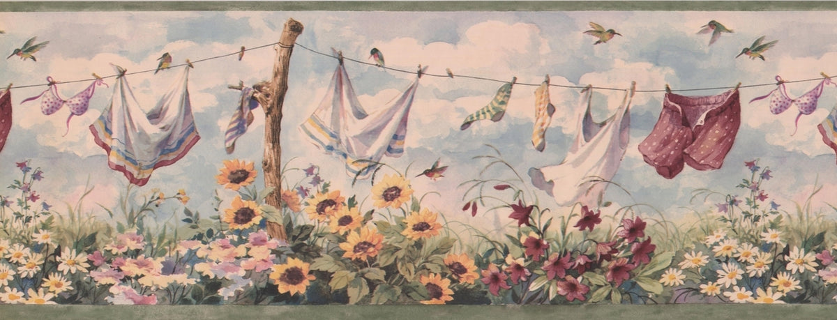 Clothes on Drying Line Retro Vintage BSB7031B Wallpaper Border