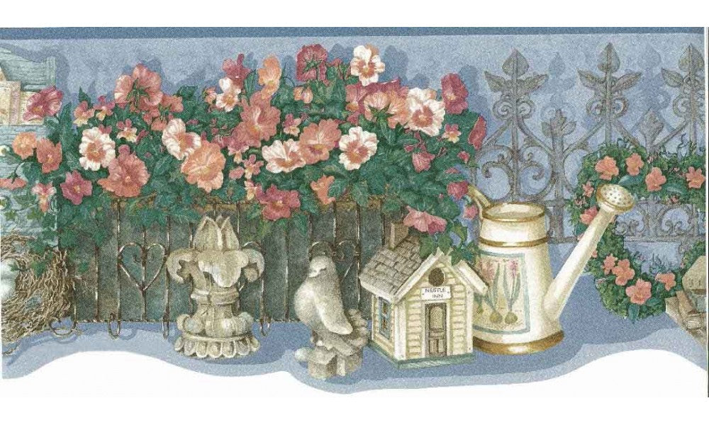 Red White Flower Jar SMBDC5247 Wallpaper Border