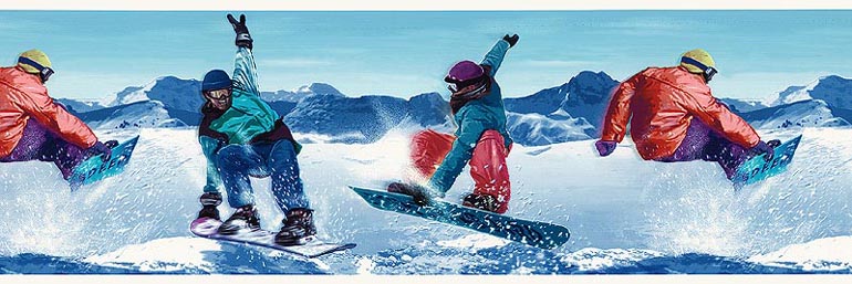 Snowboarding Snow NK74879 Wallpaper Border