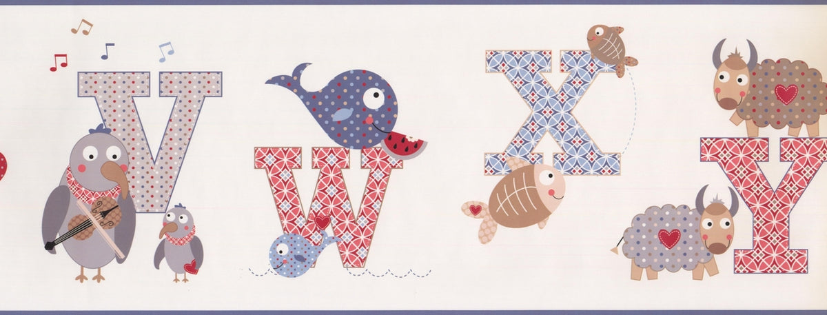 Alphabet Fish Penguin Sheep KS2208BD Wallpaper Border