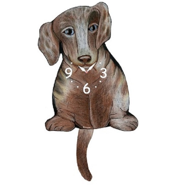 Dapple Dachshund Dog Wagging Pendulum Clock