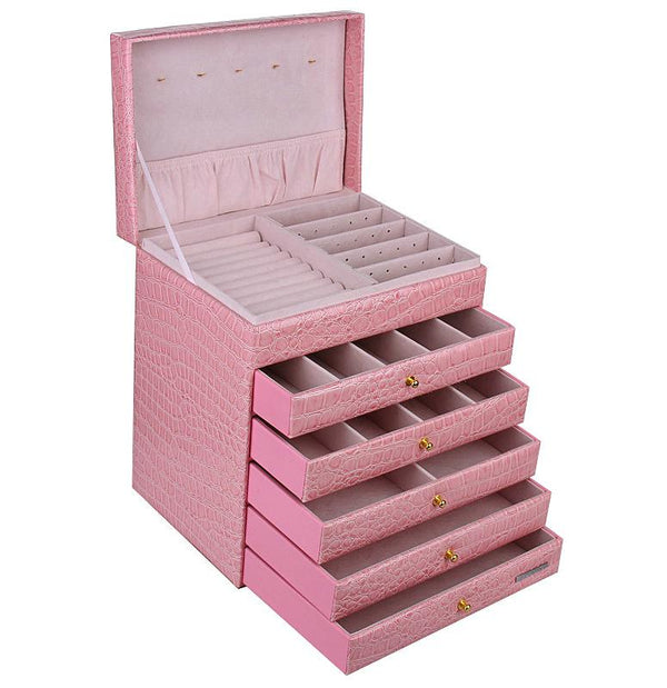 5 Drawer Pink Jewelry Organizer Box Gifted Parrot