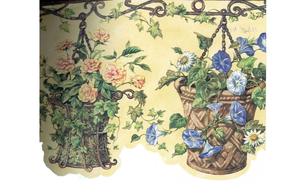 Brown Scalloped Roses HRB4076 Wallpaper Border