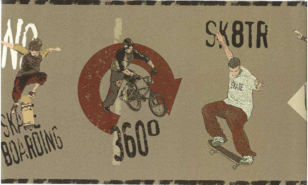 Brown Skate Boarding Kids BZ9201 Wallpaper Border