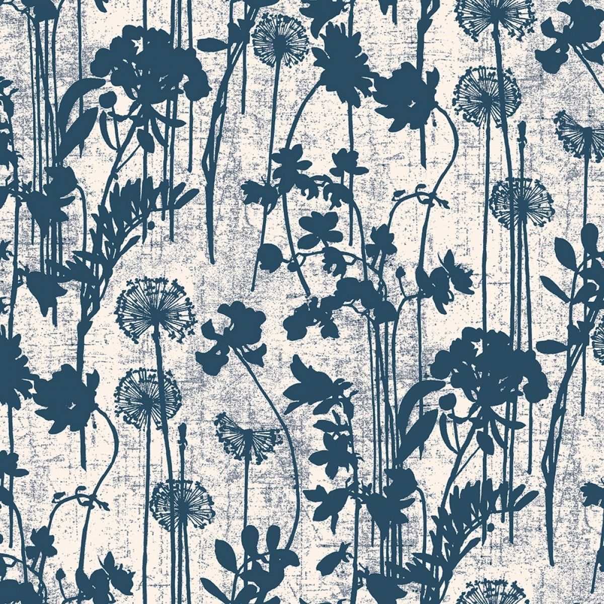 Distressed Floral Ivory Navy DI531 Self-Adhesive Wallpaper