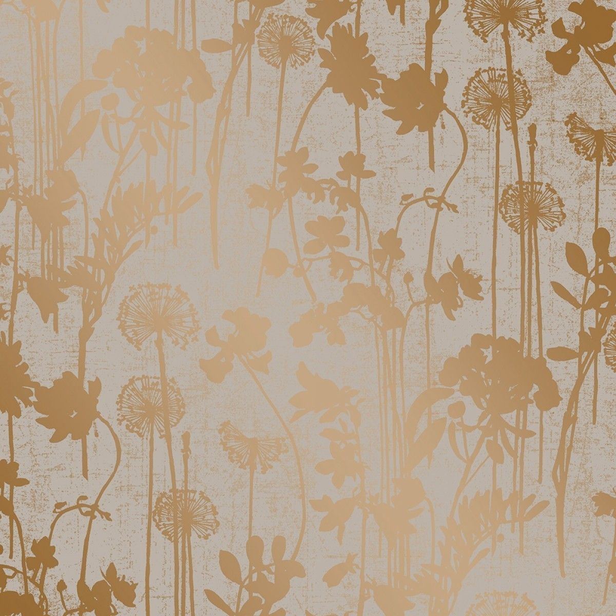 Distressed Floral Grey Metallic Copper DI532 Self-Adhesive Wallpaper