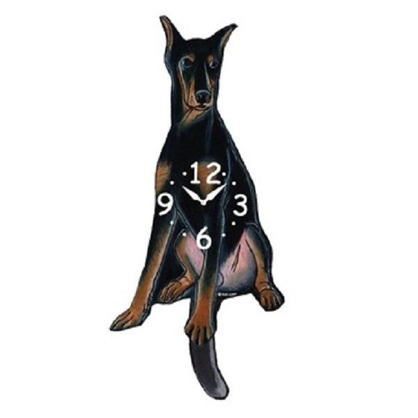 Doberman Pinscher Dog Wagging Pendulum Clock