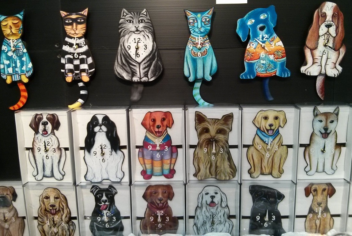 Long Hair Black Dachshund Wagging Pendulum Clock