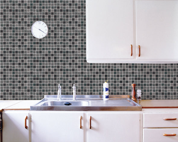 Grey Mosaic Tile Contact Paper Shelf Liner