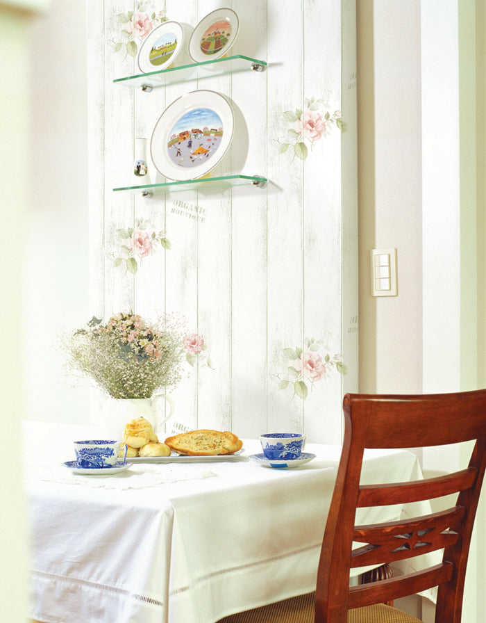 Floral Wood Panel Contact Paper Shelf Liner 