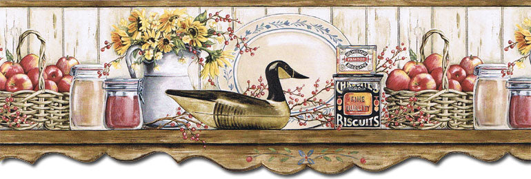 Kitchen Shelf Apples AFR7127 Wallpaper Border