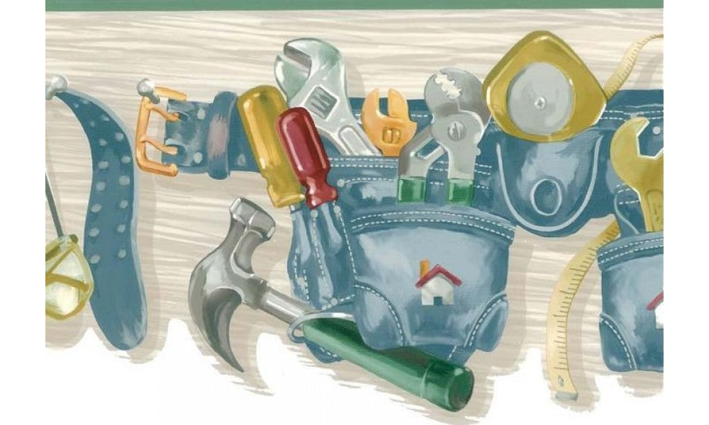 Green Carpenter Tool Belt LK1401 Wallpaper Border