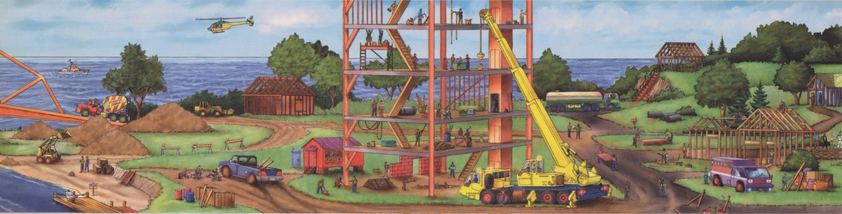 Construction Project by Sea Lake BE11131MB-CA3061B Wallpaper Border