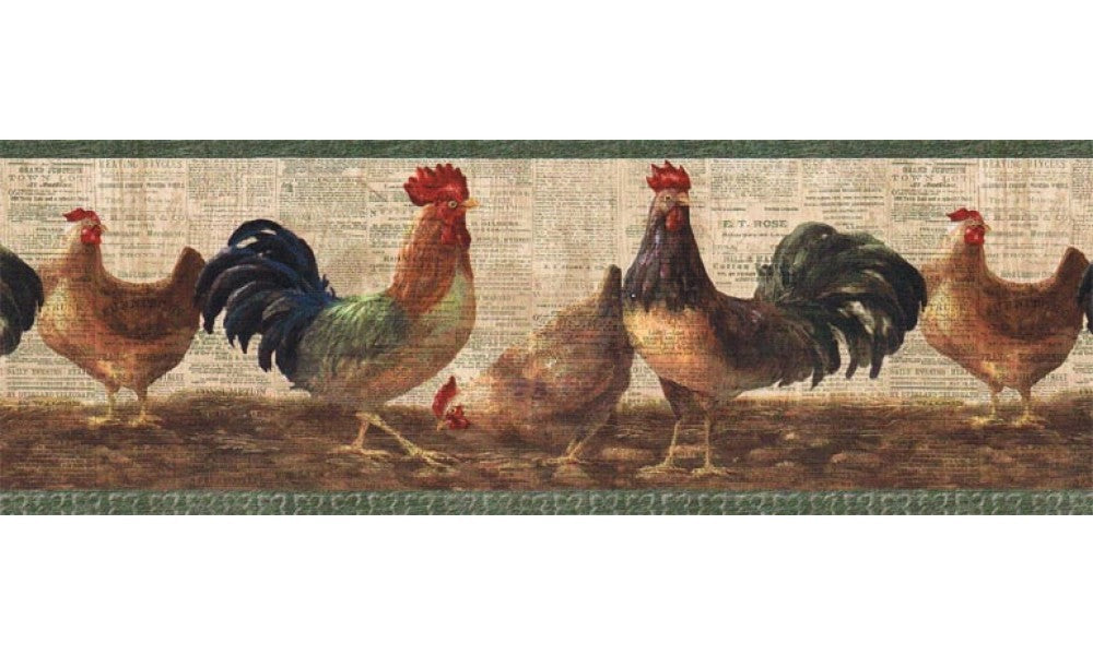 Layered Rooster VIN7324B Wallpaper Border