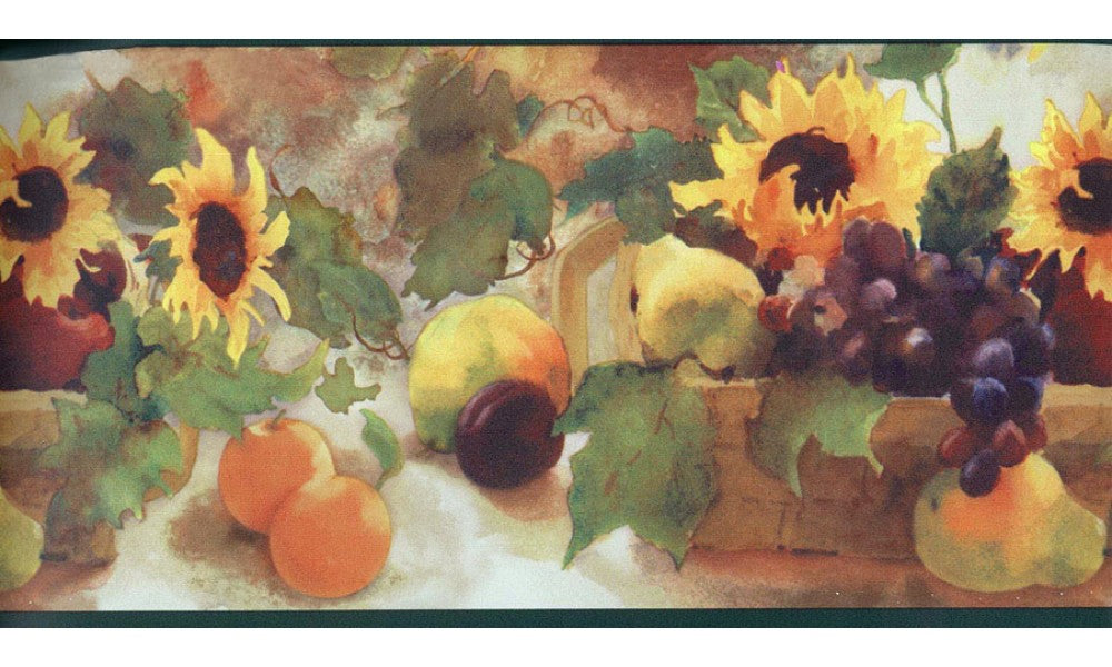Sunflower Grape Fruit Basket TK6233 Wallpaper Border