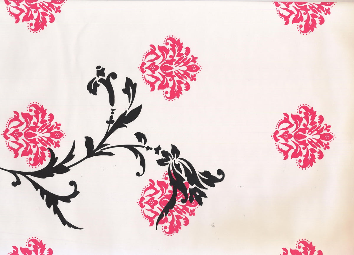 Black Red Abstract Damask Vine Scrolls Beige KD1713M Wallpaper Border