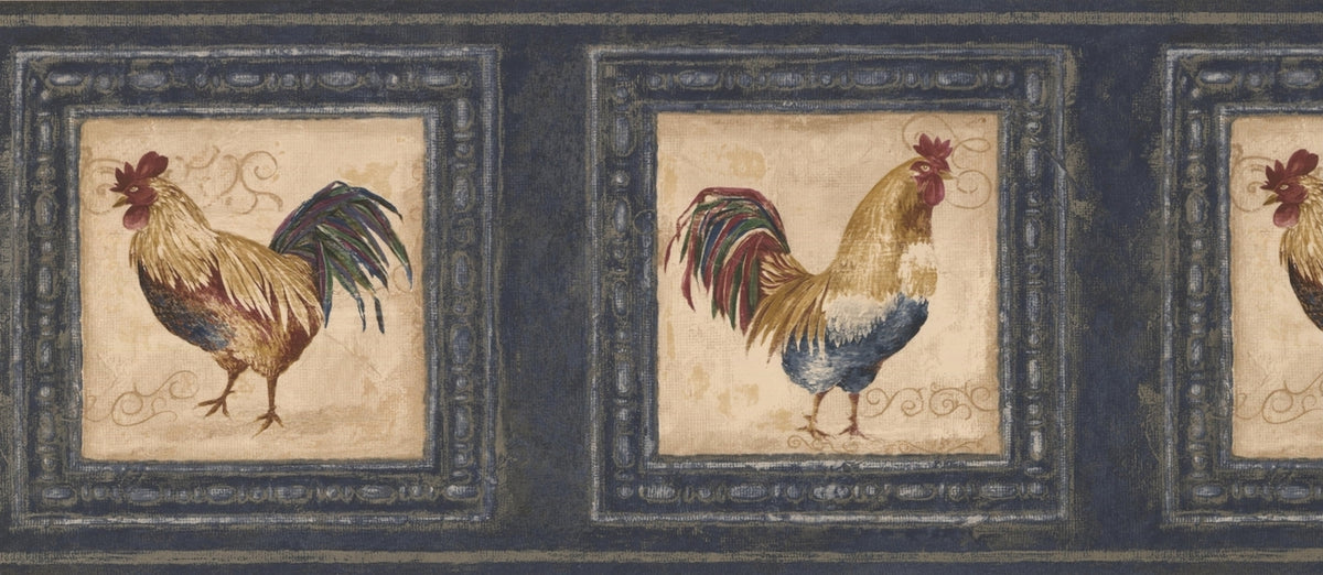 Roosters in Pictures Aegean AU5264B Wallpaper Border